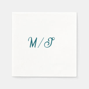 Türkisfarbenes Monogramm Hochzeitspaar Name einfac Serviette