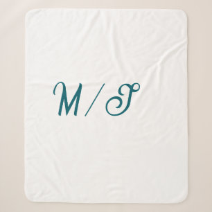 Türkisfarbenes Monogramm Hochzeitspaar Name einfac Sherpadecke