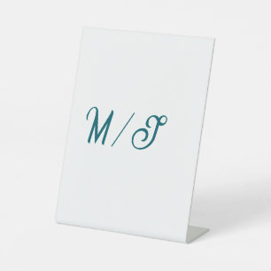 Türkisfarbenes Monogramm Hochzeitspaar Name einfac Sockelschild