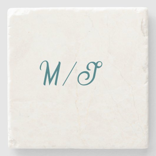 Türkisfarbenes Monogramm Hochzeitspaar Name einfac Steinuntersetzer (Vorderseite)