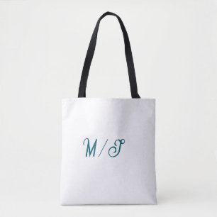 Türkisfarbenes Monogramm Hochzeitspaar Name einfac Tasche