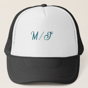 Türkisfarbenes Monogramm Hochzeitspaar Name einfac Truckerkappe