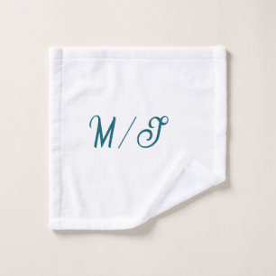 Türkisfarbenes Monogramm Hochzeitspaar Name einfac Waschlappen
