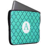 Türkisfarbenes Monogramm-Notebook-Sieb Laptopschutzhülle (Vorne Rechts)