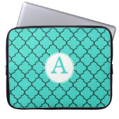 Türkisfarbenes Monogramm-Notebook-Sieb Laptopschutzhülle (Vorderseite)