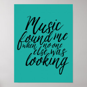 Türkisfarbenes Musikzitat-Handlettering-Kalligrafi Poster