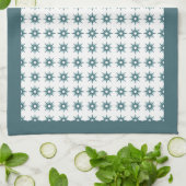 Türkisfarbenes Muster aus der Mitte des Jahrhunder Geschirrtuch (Gefaltet)