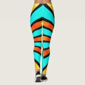 Türkisfarbenes Muster Orange Black Leggings (Rückseite)