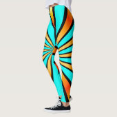 Türkisfarbenes Muster Orange Black Leggings (Links)