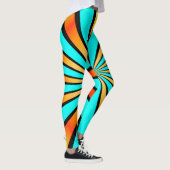 Türkisfarbenes Muster Orange Black Leggings (Rechts)