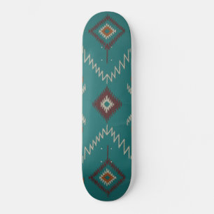 Türkisfarbenes Navajo-Stammes-Geometrisches Muster Skateboard
