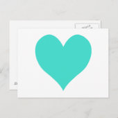 Türkisfarbenes Niedliches Herz Postkarte (Vorne/Hinten)