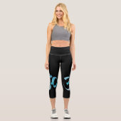 Türkisfarbenes Om  Capri Leggings (Vorderseite)