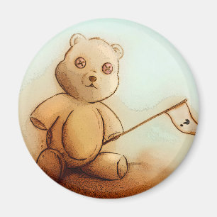 Türkisfarbenes & Orangefarbenes Kinder-Teddybär-Ru Magnet