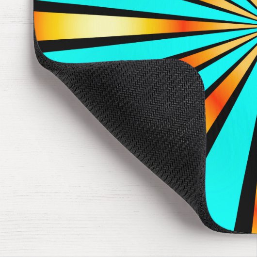 Türkisfarbenes Orangenschwarzes Muster Mousepad (Ecke)