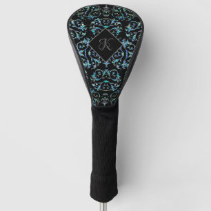 Türkisfarbenes Perlmuster mit Monogramm Golf Headcover