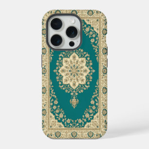 Türkisfarbenes Perser-Teppich-Handyhülle Medaillon iPhone 15 Pro Hülle
