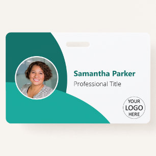 Türkisfarbenes personalisiertes Foto, Logo, Barcod Ausweis