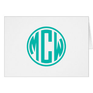 Türkisfarbenes Preppy-Kreis-Monogramm DIY-Hintergr