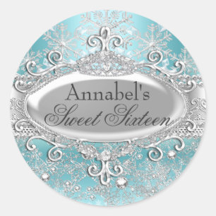 Türkisfarbenes Prinzessin Winter Wonderland Sweet  Runder Aufkleber
