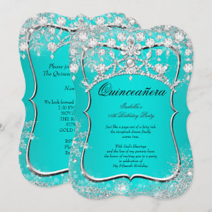 Türkisfarbenes Quinceanera 15. Winter Wonderland S Einladung