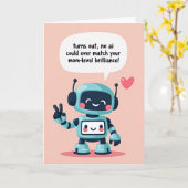 Türkisfarbenes Roboter-Muttertagskarte Karte (Gelbe Blume)