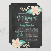 Türkisfarbenes rosa Blumenkhalkartentafel Party zu Einladung (Vorne/Hinten)