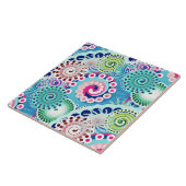 Türkisfarbenes, rosa, mehrfarbiges Fraktal Fliese (Seite)