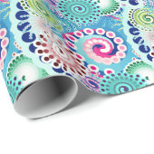 Türkisfarbenes, rosa, mehrfarbiges Fraktal Geschenkpapier (Rolleneckpunkt)