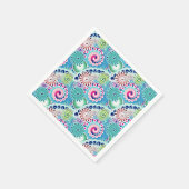 Türkisfarbenes, rosa, mehrfarbiges Fraktal Serviette (Ecke)