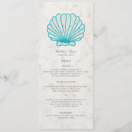 Türkisfarbenes Rustikales Seashell Wedding Menu Menükarte