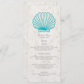 Türkisfarbenes Rustikales Seashell Wedding Menu Menükarte (Vorne/Hinten)