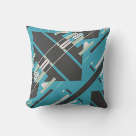 Türkisfarbenes Schwarz-weißes Diagonal Südwestlich Kissen
