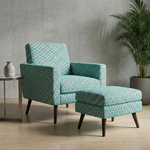 Türkisfarbenes Schwarz-weißes Honeycomb Geometrisc Stoff