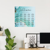 Türkisfarbenes Schwarzes Gold Seekarte Poster (Heimbüro)