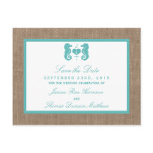 Türkisfarbenes Seepferd Burlap Beach Wedding Colle