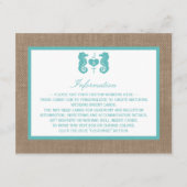 Türkisfarbenes Seepferd Burlap Beach Wedding Colle Begleitkarte (Vorderseite)