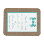Türkisfarbenes Seepferd Burlap Beach Wedding Colle Magnet (Horizontal)