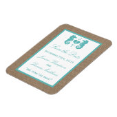 Türkisfarbenes Seepferd Burlap Beach Wedding Colle Magnet (Linke Seite)
