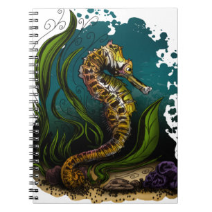 Türkisfarbenes Seepferdchen Ozean Ästhetik Küsten  Notizblock