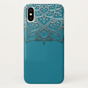 Türkisfarbenes & Silbernes Mandala Elegantes Minim Case-Mate iPhone Hülle