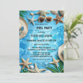 Türkisfarbenes Sommerpool-Party Einladung (Stehend Vorderseite)