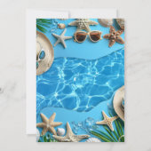 Türkisfarbenes Sommerpool-Party Einladung (Rückseite)