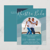 Türkisfarbenes Spanisches Wedding Nuestra Boda FOT (Vorne/Hinten)