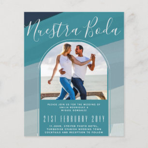 Türkisfarbenes Spanisches Wedding Nuestra Boda FOT Flyer