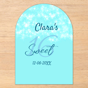 Türkisfarbenes Teal-Achat süße 16 Geburtstag Name  Acryleinladungen