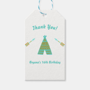 Türkisfarbenes Teal Gold Tipi Sweet 16 Geburtstags Geschenkanhänger