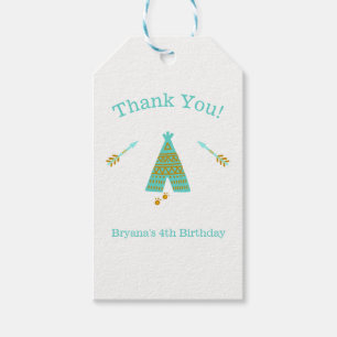 Türkisfarbenes Teal- und Gold-Tepee moderne Geburt Geschenkanhänger