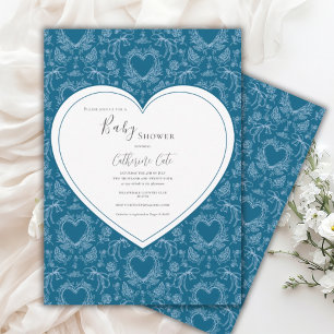 Türkisfarbenes Teal Whimsical Herz Baby Shower Einladung