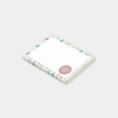 Türkisfarbenes Tipi-Monogramm-Muster Post-it Klebezettel (angewinkelt)